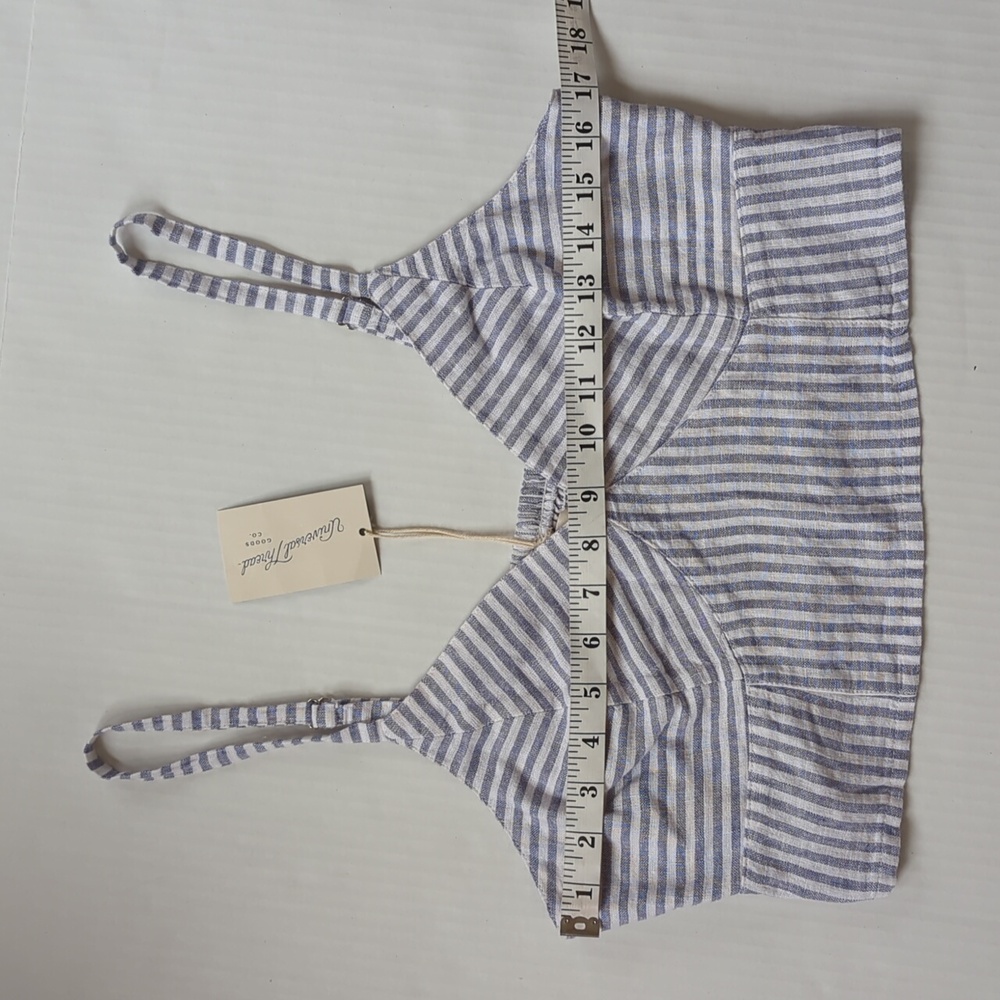 NWT Universal Thread Stripe Linen Rayon Cropped Top MEDIUM Blue White - Picture 12 of 15